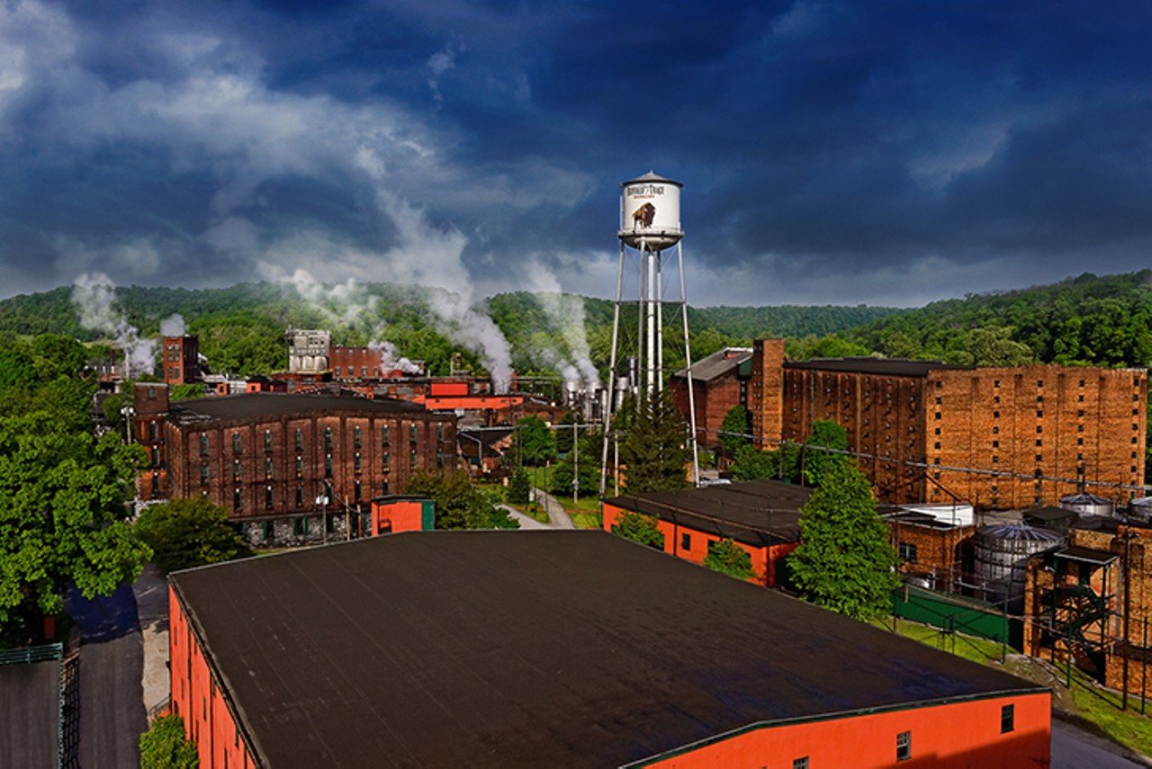 Buffalo Trace Bourbon Distillery
113 Great Buffalo Trace, Frankfort, Ky.
Distance: 1 hour and 30 minutes
Known for their bourbon whiskey, this dog-friendly distillery offers up multiple tasting and history tours. Once night falls, you can even opt to explore its ~spooky~ and haunted past. Make it a weekend at Elkhorn Campground, only a 10-minute drive from Buffalo Trace. Private and RV-friendly, this cozy site is located on the banks of a creek and has a stocked general store onsite, a pool, putt-putt and more. 
Photo via BuffaloTraceDistillery.com