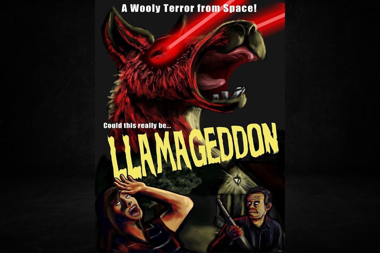 Llamageddon (2015)
A little bit horrifying and still oddly cute, Earth-invasion flick Llamageddon stars Louie the llama, a Preble County native. In the film Louie plays a wooly terror from outer space who crash-lands on our planet and wreaks death and destruction.