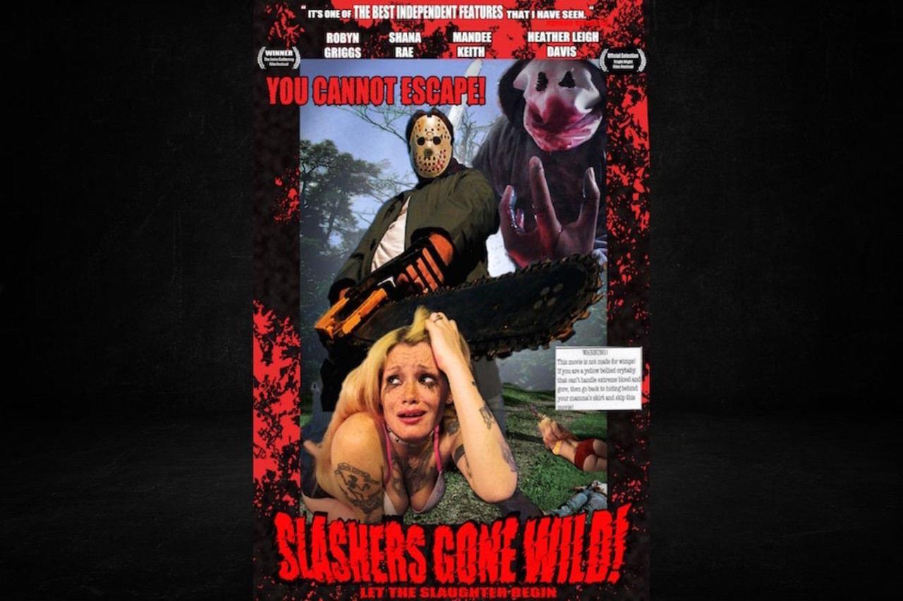 Slashers Gone Wild! (2006)
This gory indie slasher flick, filmed in the home-video-esque style of title inspiration Girls Gone Wild! was written and directed by Dayton, Ohio, horror filmmaker Rob Avery. In the film, a reporter finds a terrifying website where serial killers are uploading videos of their unspeakable deeds (think early-days YouTube, but more murdery). These killers are competing for Slasher of the Year, and the prize is immortality. And when a demon joins the competition, there will be hell to pay. According to IMDb, Avery filmed much of his movie in Ohio, including Cincinnati, Dayton and Cleveland.