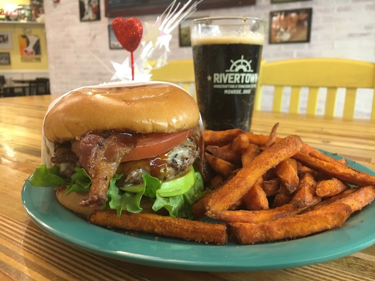 Bones’ Burgers: The Annie Oakley Burger
9721 Montgomery Road, Montgomery
Who it’s named after: The Ohio-born sharpshooter and folk heroine who starred in Buffalo Bill’s Wild West show
The burger: Comes with Granny Smith apples, applewood-smoked bacon, sauteed onions, extra sharp cheddar and spicy BBQ sauce.