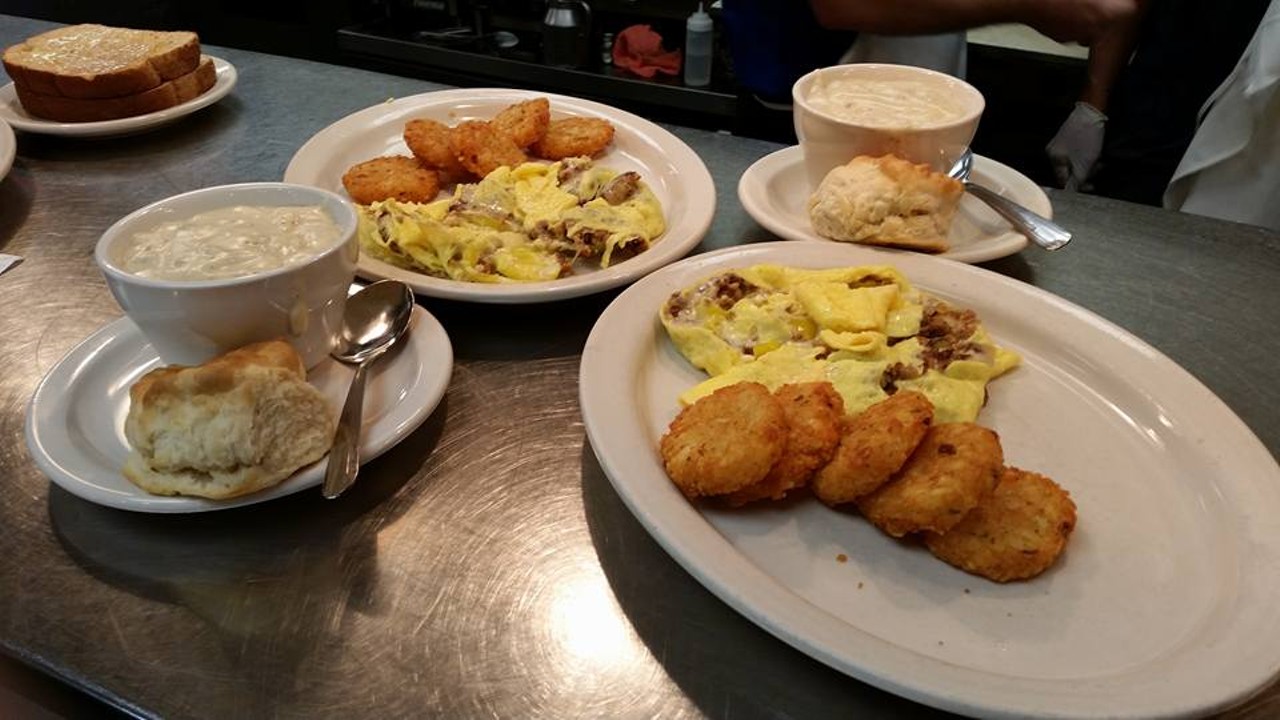 Oktoberfest Omelet at The Echo
3510 Edwards Road, Hyde Park
A Hyde Park staple, The Echo is truly a Cincinnati breakfast and lunch diner. And, of course, a Cincinnati diner wouldn&#146;t be complete without something with goetta. The Oktoberfest Omelet is made with goetta, home fries and Swiss cheese, served with a side of sour cream. 
Photo: facebook.com/TheEchoHydePark