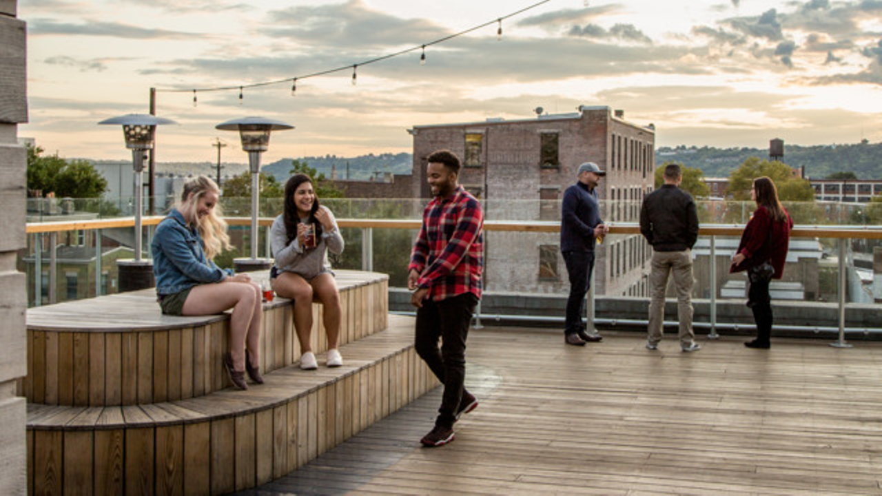 Rhinegeist Brewery
1910 Elm St., Over-the-Rhine
The sun feels warmest on the roof at Rhinegeist. Or, at least, it sure seems like it when you have 360-degree unobstructed views of OTR. The brewery has amazing, crushable beers like Glow and Cheetah that are perfect for an outdoor happy hour, but Rhinegeist’s cocktails are also surprisingly top-notch. A word of advice: Arrive early on especially gorgeous days if you want to secure your spot on the roof.