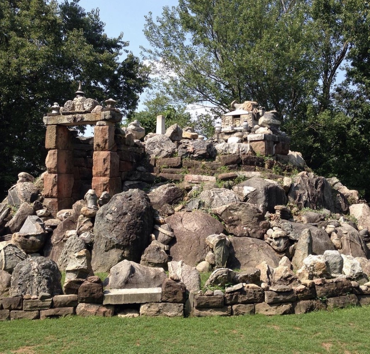 The Temple of Tolerance
203 S. Wood St., Wapakoneta
This small town south of Lima, known as the birthplace of Neil Armstrong, is an unlikely place to find a hippie/artistic enclave reminiscent of Taos, New Mexico, or Sedona, Arizona. But that’s exactly what you’ll find at this rock sculpture temple that took 18 years to build.