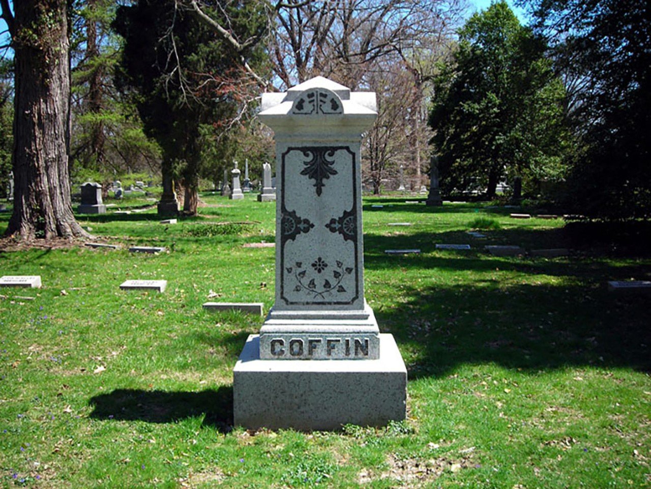 Levi Coffin
Spring Grove Cemetery, 4521 Spring Grove Ave., Spring Grove Village
Also known as the "President of the Underground Railroad," Levi Coffin was an American Quaker and abolitionist who helped an estimated 3,000 fugitive slaves. Coffin and his wife Catherine started housing fugitive slaves in their Indiana home in 1826. They moved their efforts to Cincinnati in 1847, while running a warehouse that sold free (non-slave) labor goods. Mr. and Mrs. Coffin were seen as fearless activists who inspired others to contribute to abolitionist efforts. Coffin died in 1877 and was buried in Spring Grove Cemetery at an unmarked grave. In 1902, a group of African Americans erected a 6-foot tall memorial at his gravesite. You can find it at Garden LN, Section 101, Lot 343, Space 25.