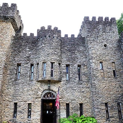 Loveland Castle     12025 Shore Road, Loveland World War I army medic and Boy Scout troop leader Harry Delos Andrews built Chateau Laroche aka the Loveland Castle over the course of 50 years with handmade bricks (formed with quart-sized paper milk cartons) and stones from the nearby Little Miami River. Modeled after European castles, it features towers, a dry moat, hand-tiled ceilings, murder holes and a collection of period weaponry. The castle grounds are available for picnics, overnights and parties and are rumored to be haunted by a variety of ghosts.