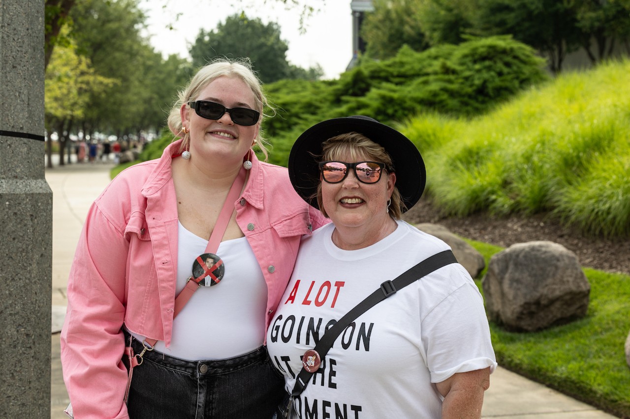 Fans at "Taygate" at the Banks ahead of Taylor Swift's concert at Paycor Stadium on June 30, 2023.