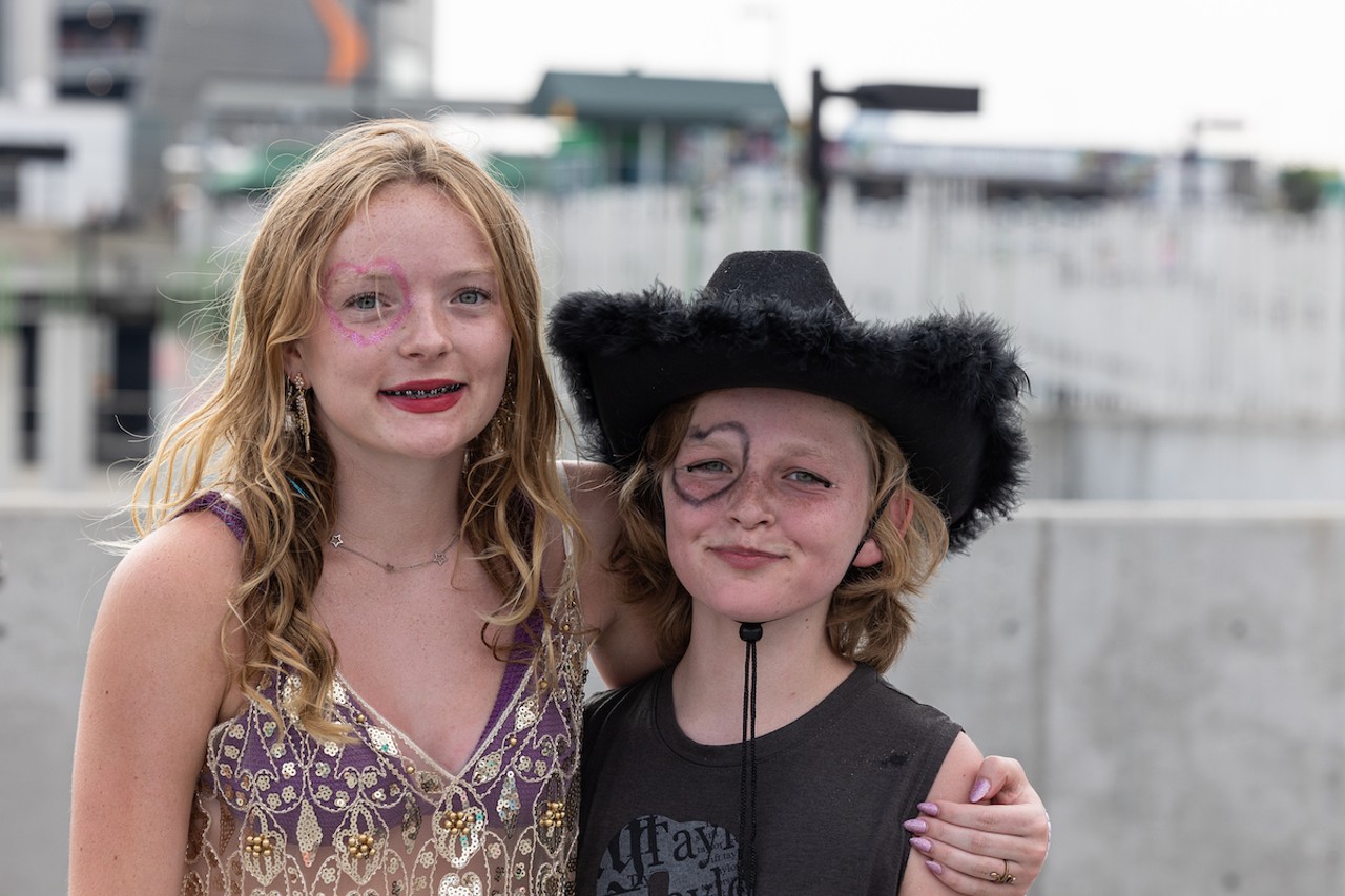 Fans at "Taygate" at the Banks ahead of Taylor Swift's concert at Paycor Stadium on June 30, 2023.