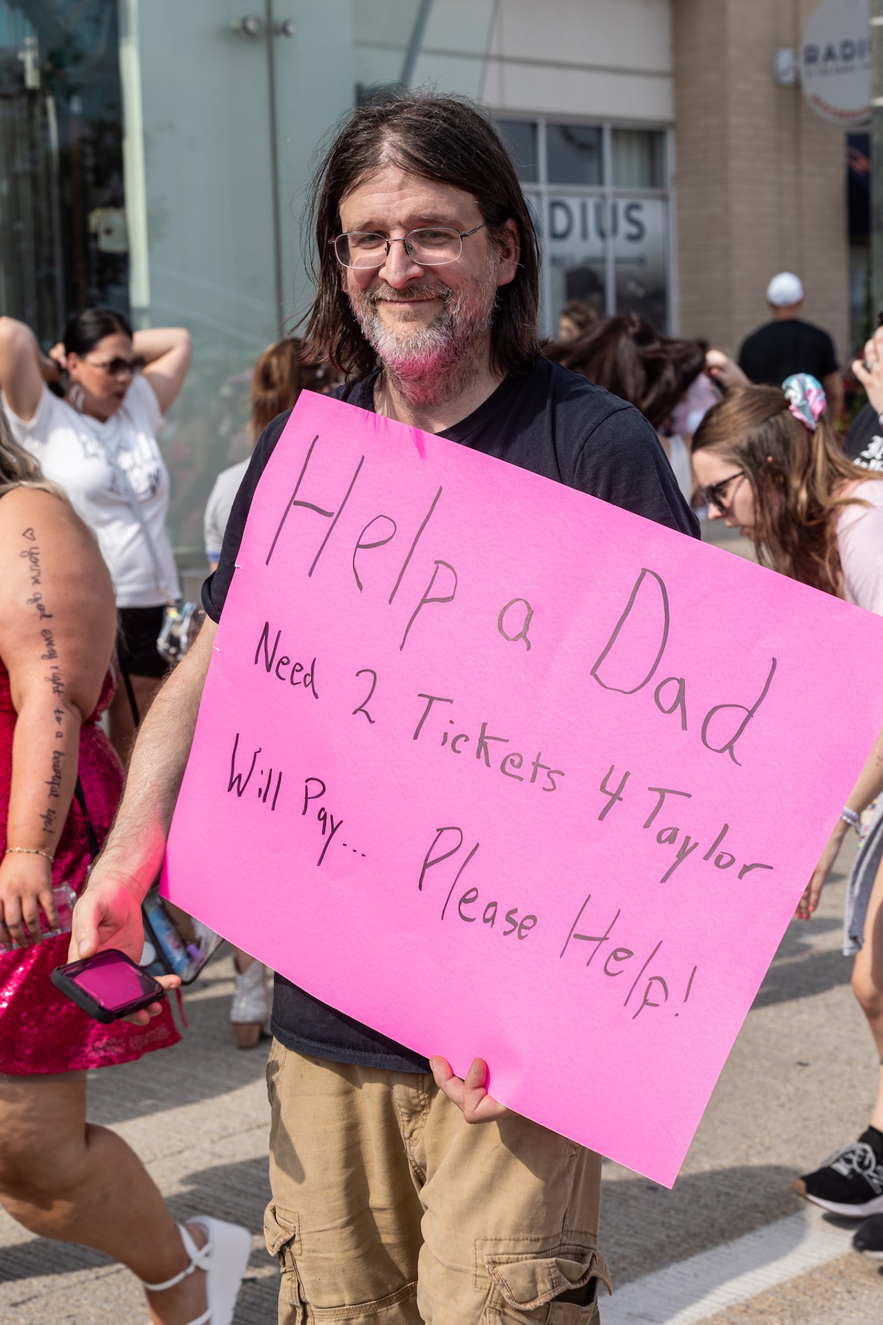 Fans at "Taygate" at the Banks ahead of Taylor Swift's concert at Paycor Stadium on June 30, 2023.