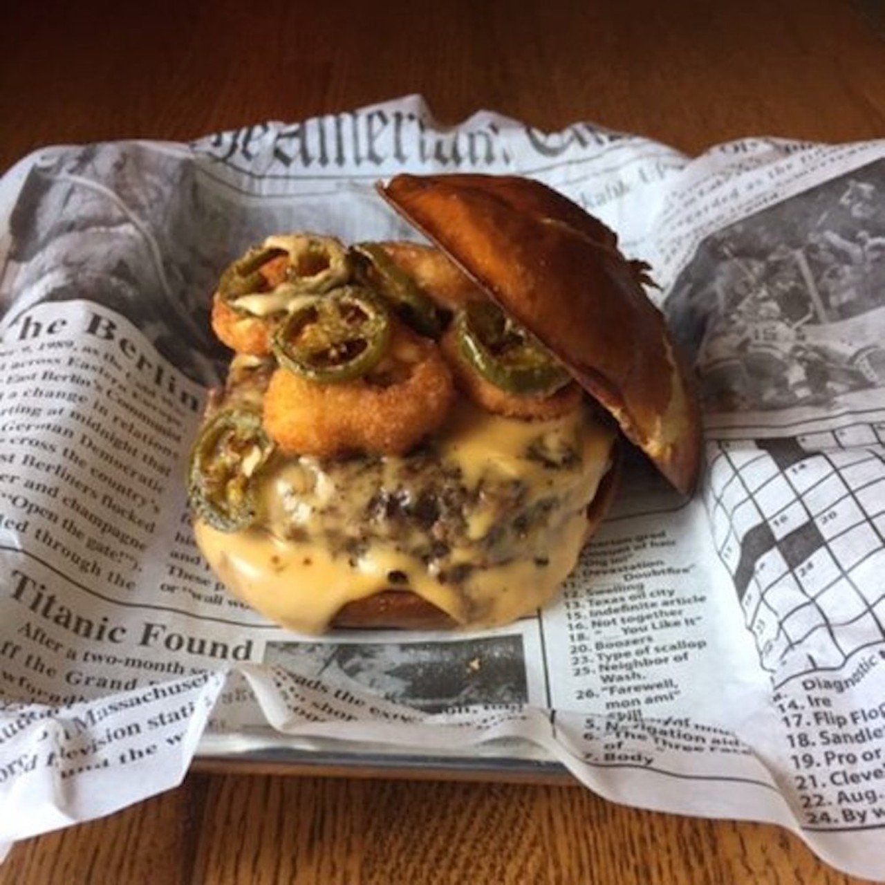 Anderson Township Pub
1786 Wanninger Lane, Anderson Township
ATP Pub Special: A flavorful burger topped with beer cheese, crispy-fried banana peppers and grilled jalapenos and served on a toasted pretzel bun.