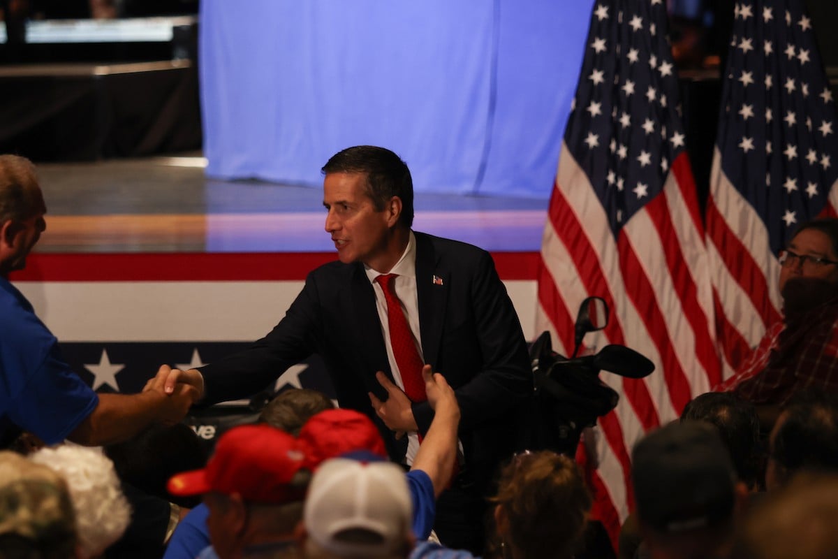 Bernie Moreno, the Republican challenging Senator Sherrod Brown in Ohio, attends Vance's rally at Middletown High School on July 22.