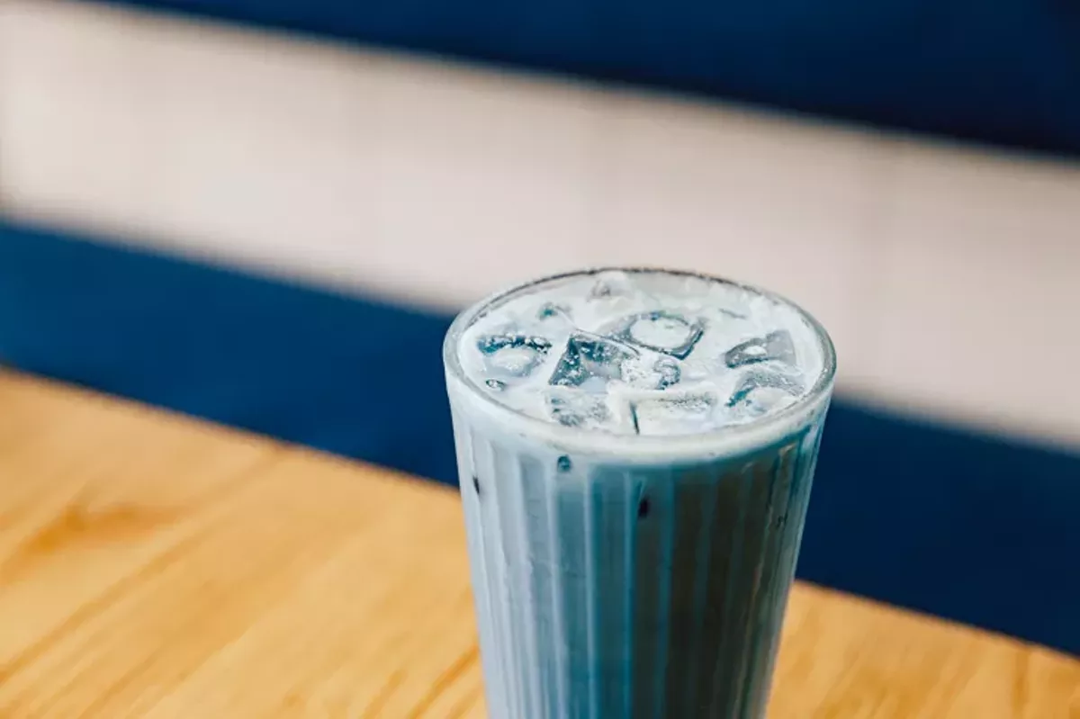 Blue matcha at Proud Hound Coffee