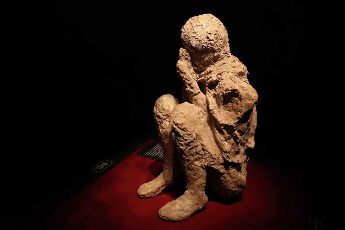 A person preserved in ash after the deadly eruption of Mount Vesuvius in 79 A.D.