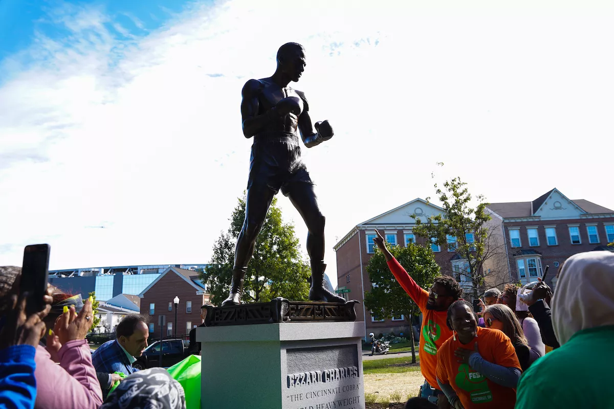 The Ezzard Charles statue in Ezzard Charles Park
