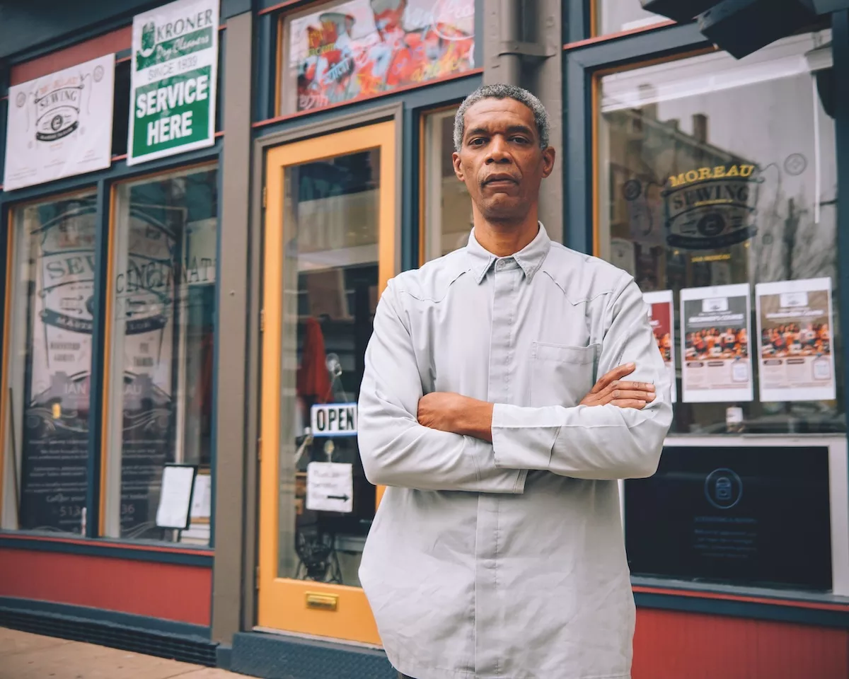 Ian Moreau, owner of Moreau Sewing in Over-the-Rhine
