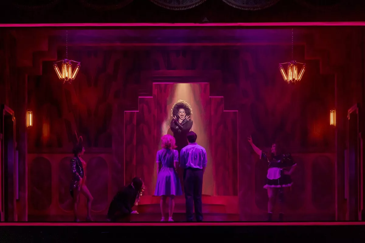 Dusty Ray Bottoms as Frank-N-Furter in The Carnegie's production of The Rocky Horror Show.