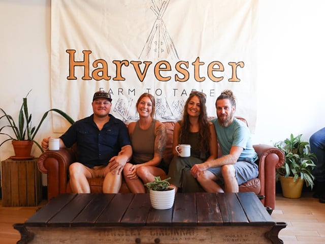 The owners, (from left to right): Brad Tucker, Jessica Tucker, Darci Davidson and Dwayne Davidson, at Harvester Farm to Table Restaurant in Blanchester, Ohio.