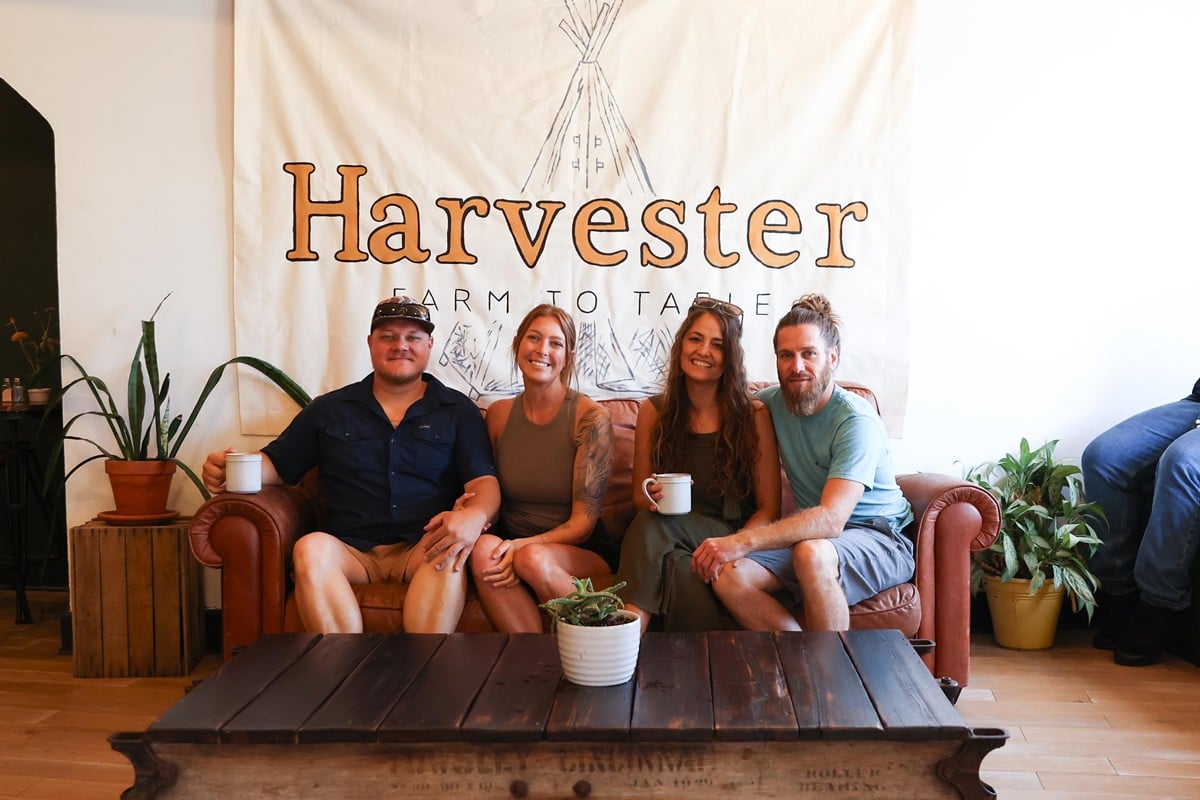 The owners, (from left to right): Brad Tucker, Jessica Tucker, Darci Davidson and Dwayne Davidson, at Harvester Farm to Table Restaurant in Blanchester, Ohio.