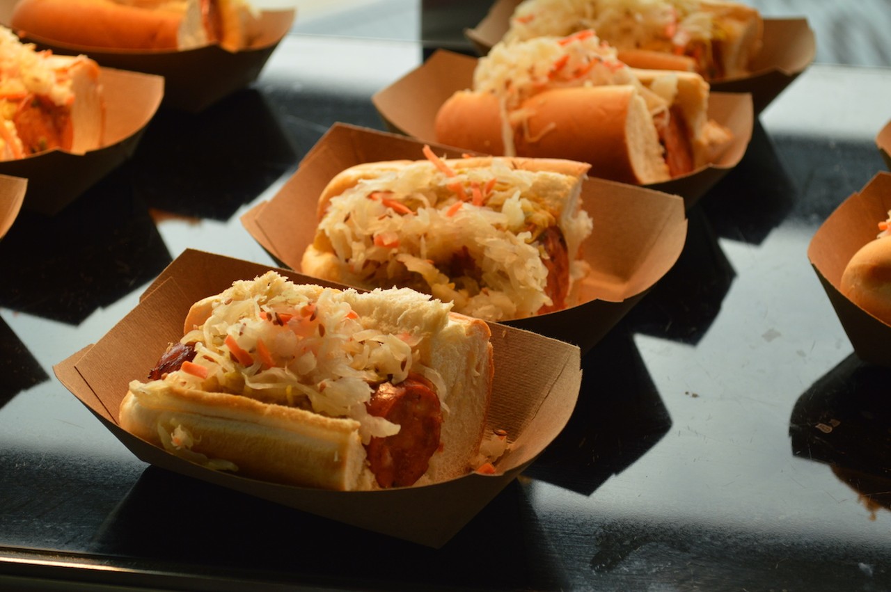 Hempler's Jalapeño Cheddar Sausage
Grilled jalapeño cheddar sausage, topped with ballpark kraut and mustard and served on a toasted pretzel bun. It's available at Scouts Alley and the Food Bar in Section 109.