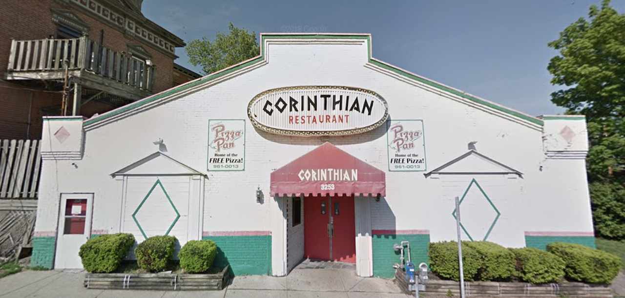 Corinthian Restaurant
Late-Night Hours: Friday-Saturday until 2 a.m.
3253 Jefferson Ave., Clifton
Corinthian Restaurant is reminiscent of the house in My Big Fat Greek Wedding with the way it stands out among Jefferson Avenue’s Italianate-style buildings. Its bright white, green and pink exterior and Grecian-font sign and awning beckons late-night crowds to come in and enjoy a slice of Gyro Pizza. Among the pizza, the menu also features Greek appetizers like spanakopita, American fare like mozzarella sticks and chicken fingers, calzones and stromboli and specialty subs ranging from steak and BBQ to meatball and chicken parm.