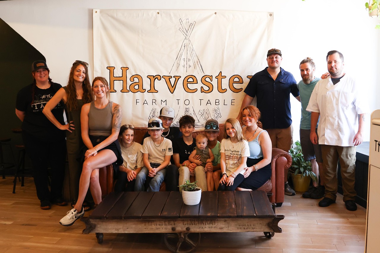 The owners and their children at Harvester Farm to Table Restaurant in Blanchester, Ohio.