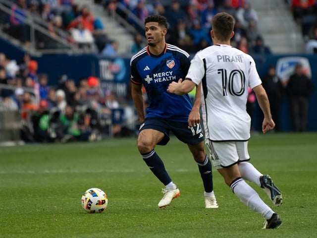 FCC defender Miles Robinson (12) looking for passing options - FC Cincinnati vs D.C. United 3/10/2024