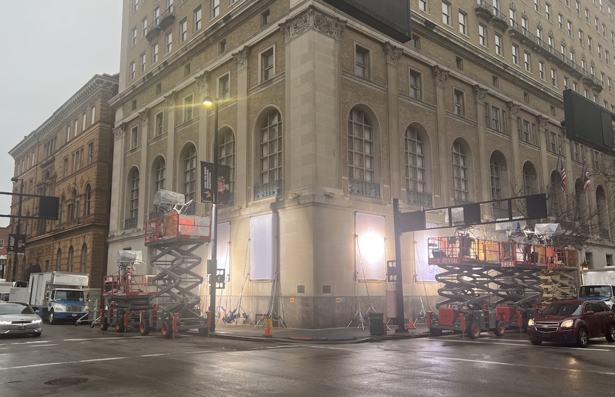 Movie production at Race Street and Garfield Place Wednesday, Jan. 18, 2023.