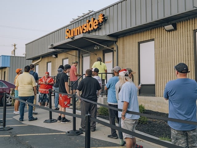 The first recreational marijuana sales at Sunnyside Recreational and Medical Marijuana Dispensary in Madisonville on Aug. 6, 2024