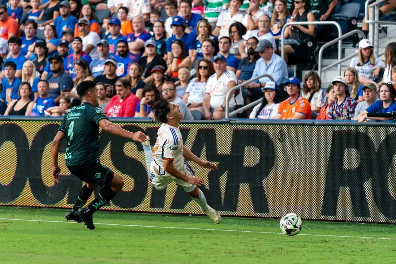 Gerardo Valenzuela fouled while dribbling down the sideline | FC Cincinnati vs. Santos Laguna | Aug. 9, 2024