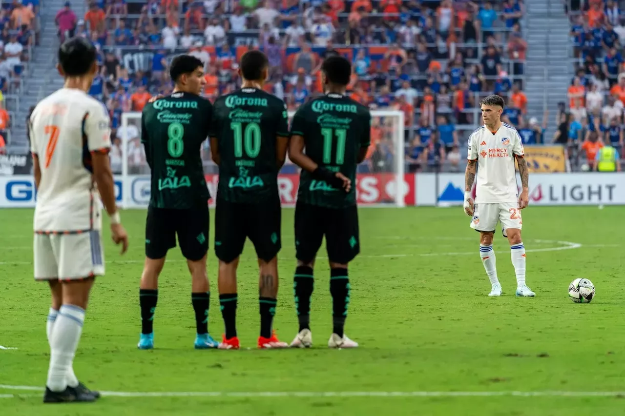 Luca Orellano prepares for free kick | FC Cincinnati vs. Santos Laguna | Aug. 9, 2024