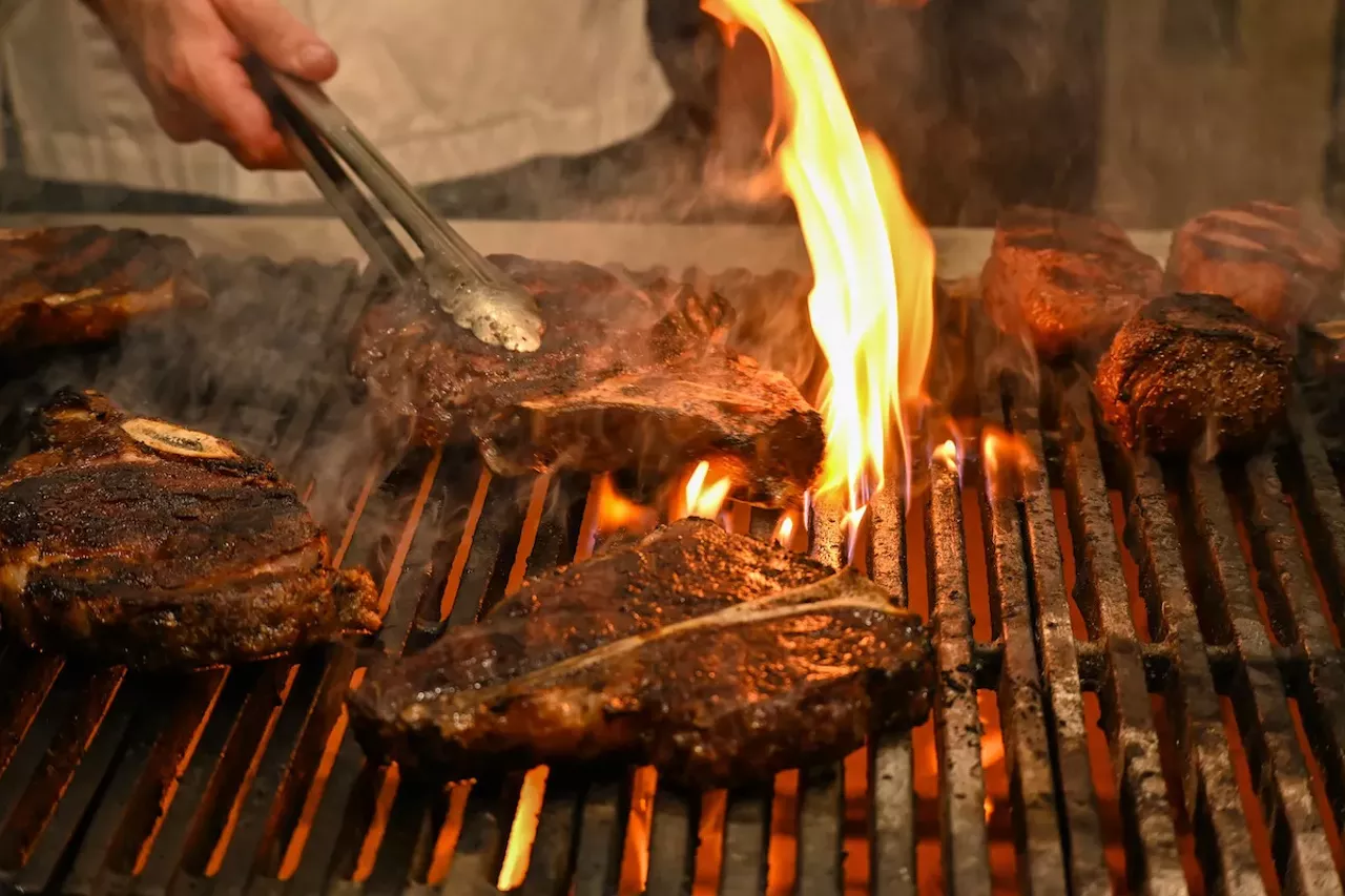 Steaks being grilled at Council Oak