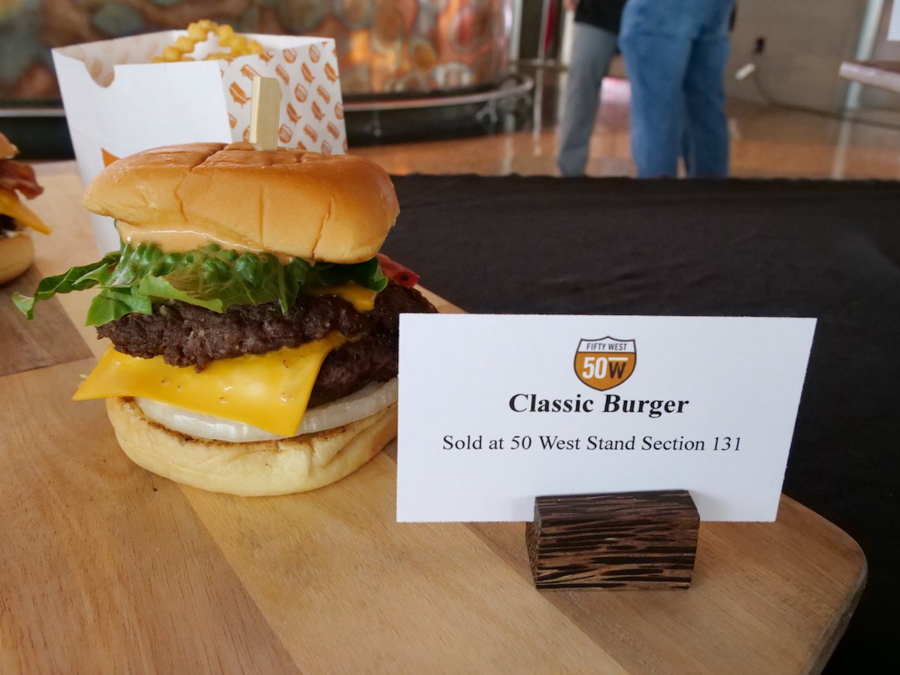 The Reds introduce new food options at Great American Ball Park on March 23, 2023, ahead of the Cincinnati Reds' 2023 season. Fifty West will provide the classic burger.