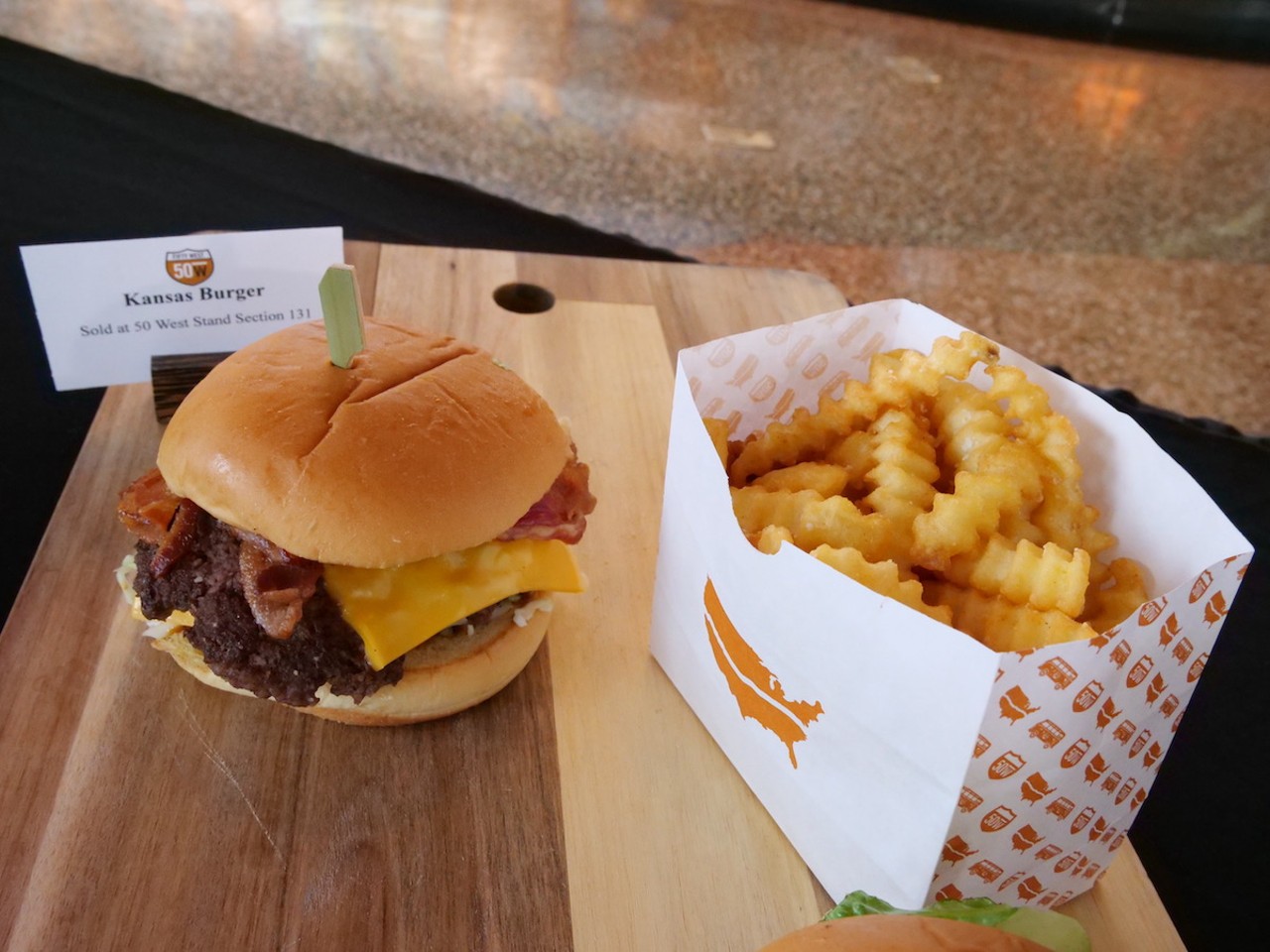 The Reds introduce new food options at Great American Ball Park on March 23, 2023, ahead of the Cincinnati Reds' 2023 season.The Kansas burger and fries are on the menu.