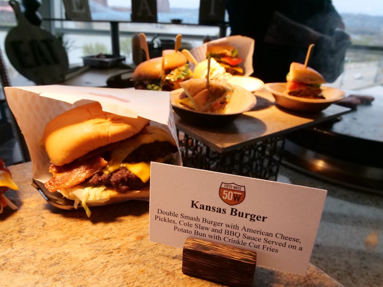 The Reds introduce new food options at Great American Ball Park on March 23, 2023, ahead of the Cincinnati Reds' 2023 season. The Kansas burger is on the menu.