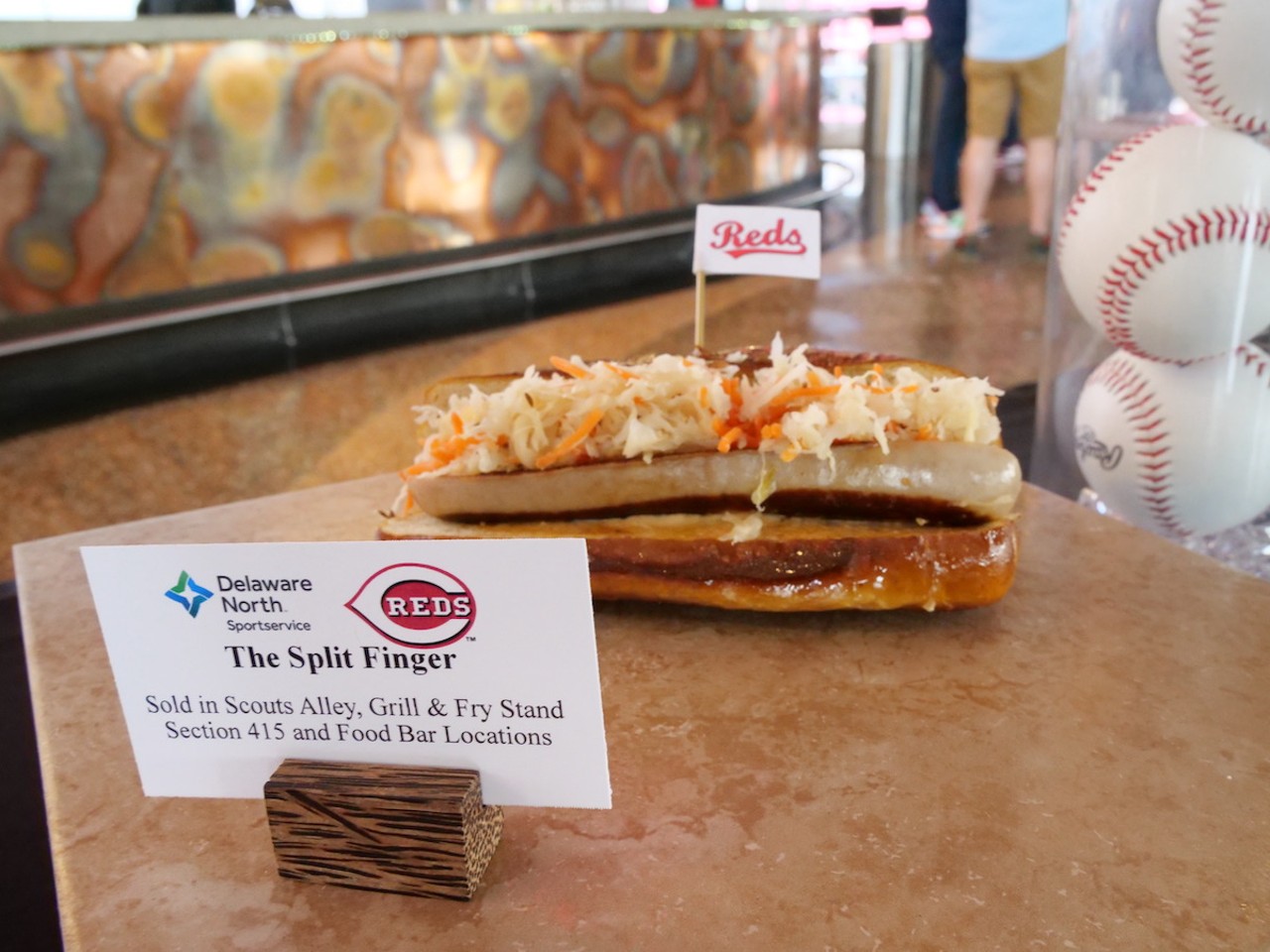 The Reds introduce new food options at Great American Ball Park on March 23, 2023, ahead of the Cincinnati Reds' 2023 season. The Split Finger is on the menu.