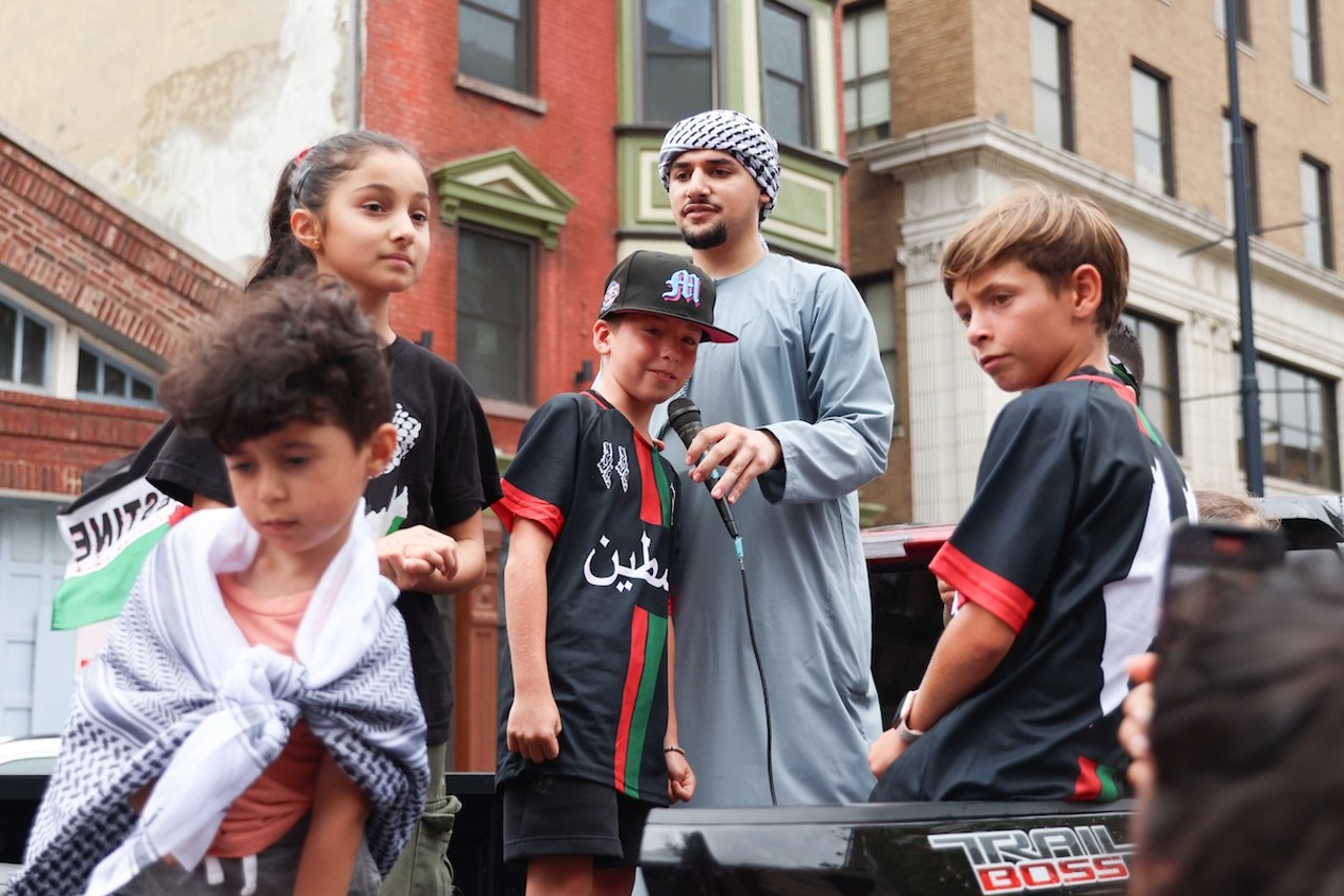 Demonstrators gathered at Fountain Square on July 28 to protest the ongoing war in Gaza, as well as the shooting death of Sonya Massey by deputy Sean Grayson in Springfield, Illinois.