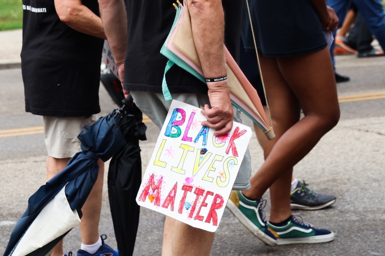 Demonstrators gathered at Fountain Square on July 28 to protest the ongoing war in Gaza, as well as the shooting death of Sonya Massey by deputy Sean Grayson in Springfield, Illinois.