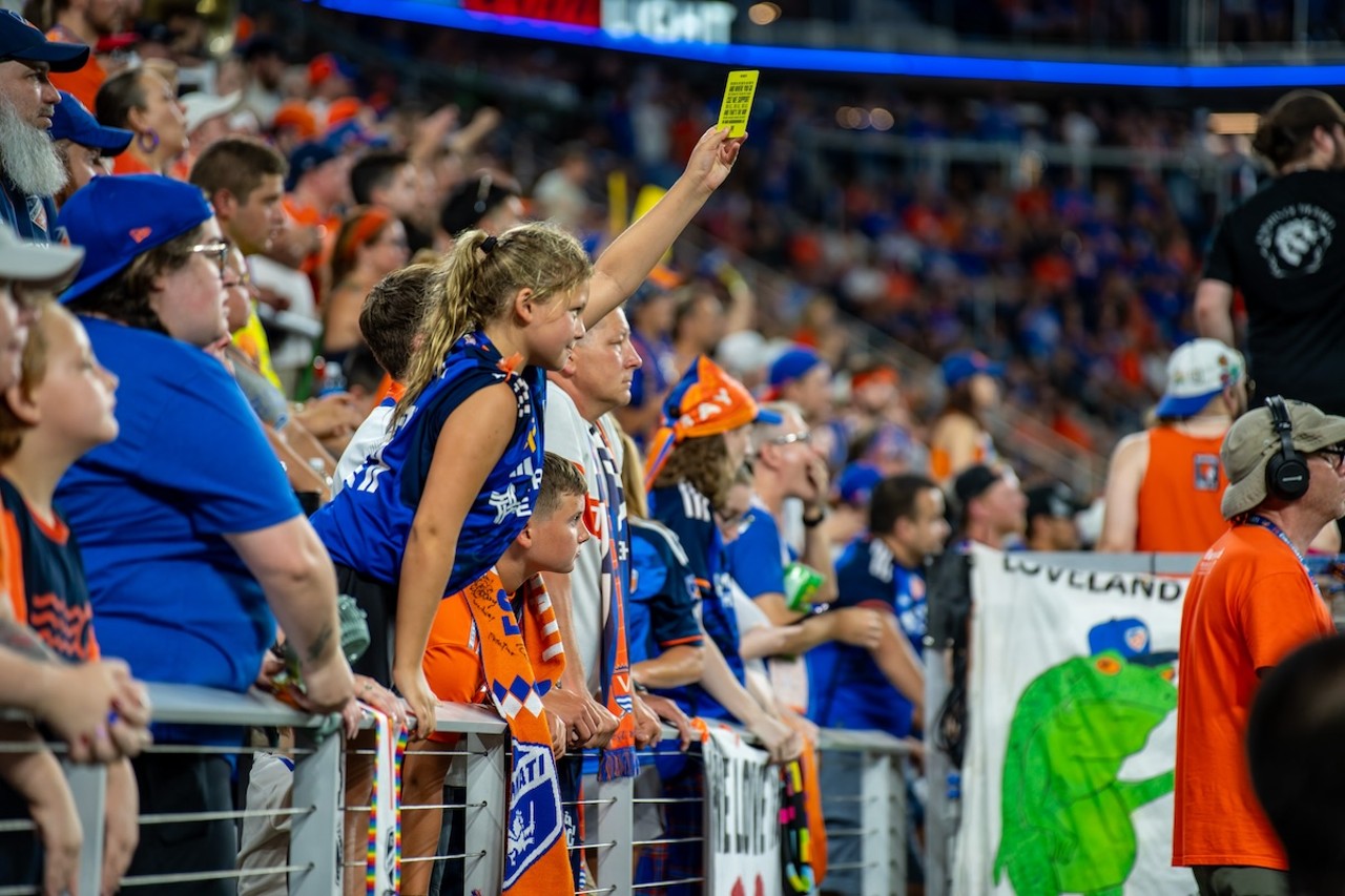 A young FC Cincinnati supporter mocks the official's call | FC Cincinnati vs. Chicago Fire | July 17, 2024