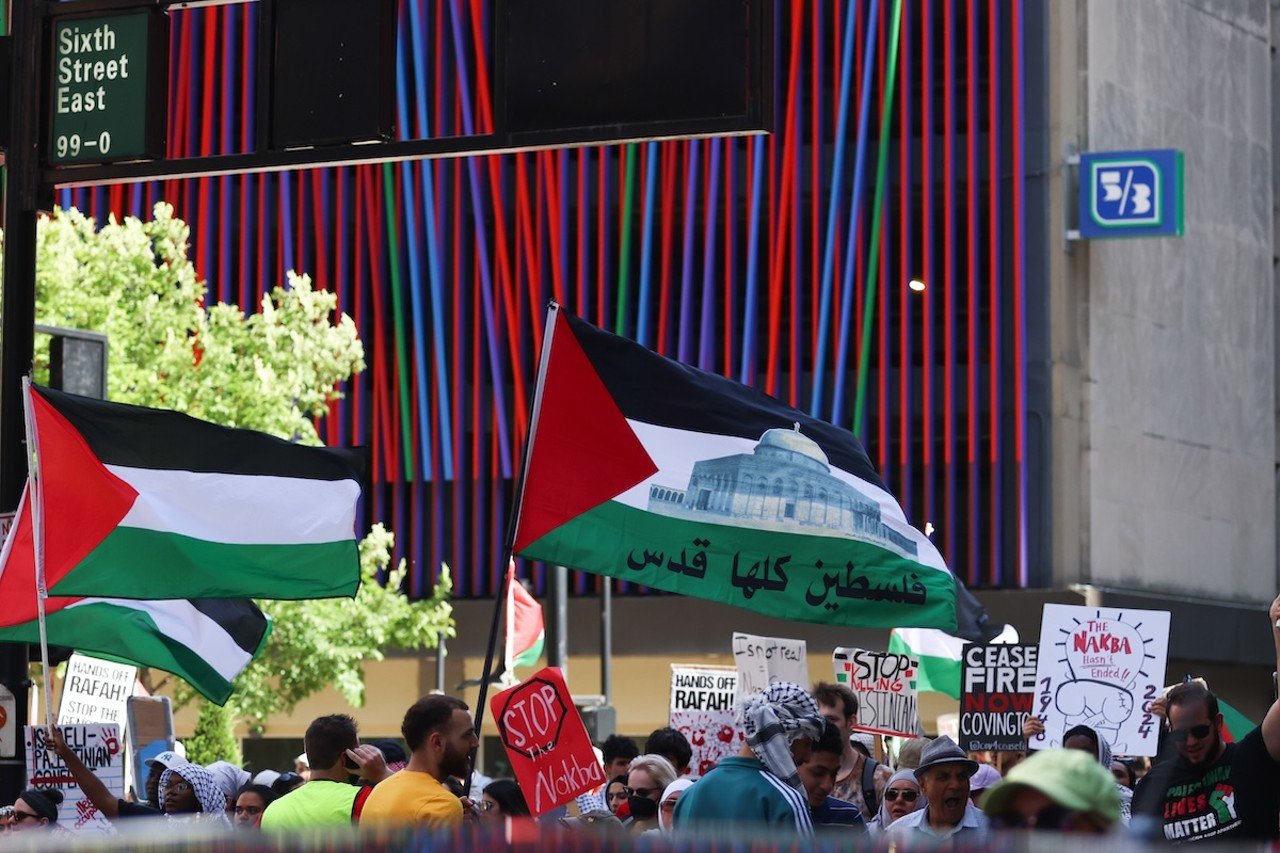 A pro-Palestinian protest at Fountain Square on May 27, 2024