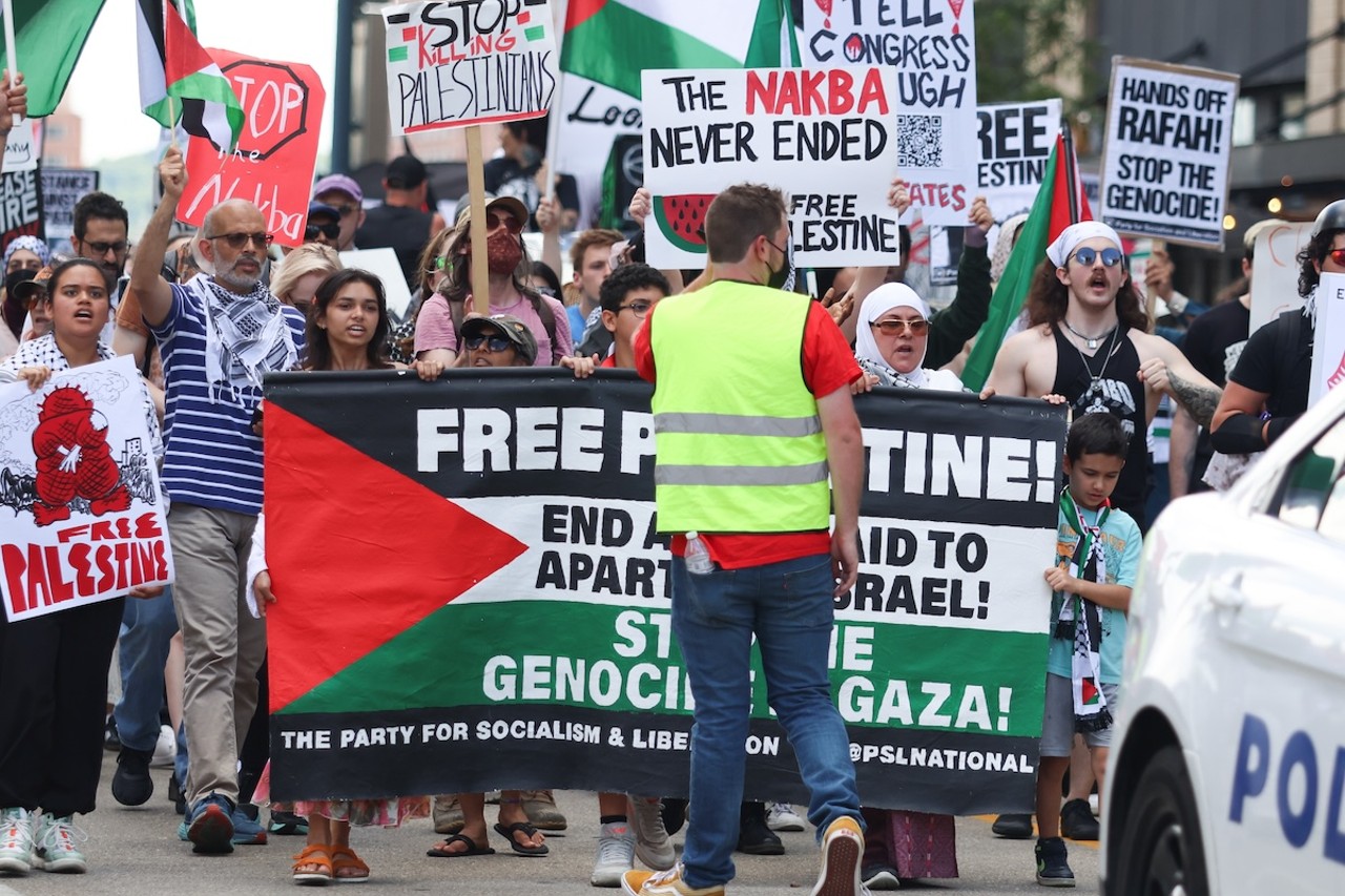 A pro-Palestinian protest at Fountain Square on May 27, 2024