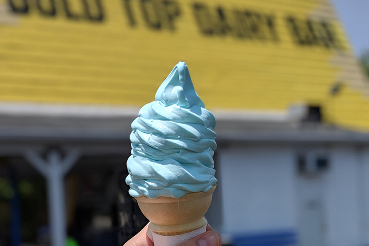 Gold Top Dairy Bar
2810 Blue Rock Road, White Oak
Served out of a walk-up window with a bright yellow roof, this College Hill stop has the traditional Cincinnati creamy whip experience. Their menu features soft serve in a few traditional flavors plus blue raspberry that can be served in a cup or smothered in all types of toppings from sprinkles to cake batter. You can also take home a pint of soft-serve, edible cookie dough or even order an ice cream cake.