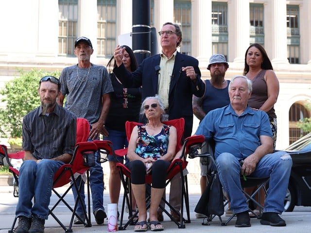 Konrad Kircher, an attorney representing members of the Morrow family, addresses reporters about the June 22 incident involving Steve Raleigh and members of his family.