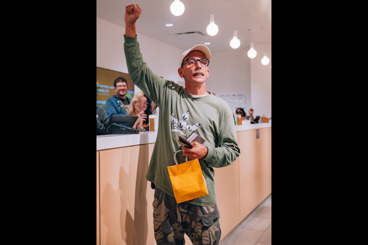 Jeff Ried, 55, camped out at Sunnyside Dispensary in Cincinnati starting at 6:30 p.m. on Aug. 5. He was the first purchaser of legal adult-use cannabis  in Cincinnati, one of the first legal weed sales in the state on Aug. 6.