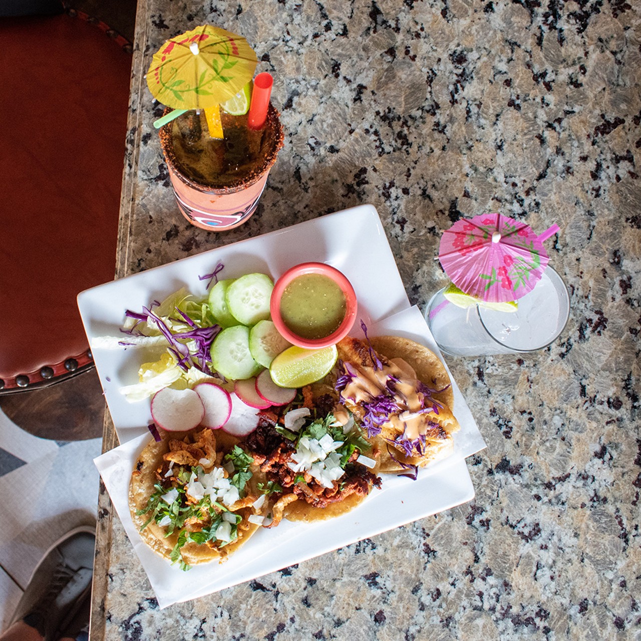 El Barril Mexican Sports Bar and Grill
940 Pavilion St., Mt. Adams
Campechano: Steak and chorizo mixed together with cilantro and onions.
Pastor Taco: Chicken, cilantro and onions.
Veggie Tacos: Cilantro, onions and cheese.