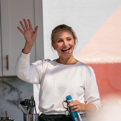 Cameron Diaz greets the crowd during the 2023 Kroger Wellness Festival