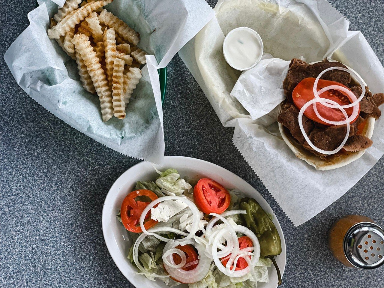 Best No. 2 Mediterranean Restaurant: Sebastian’s Greek Restaurant
5209 Glenway Ave., West Price Hill
Must-Try Dish: It’s a West Side right of passage to try Sebastian’s classic gyro: meat sliced thin and wrapped in pita bread with tomatoes and onions, and don’t forget the fries.