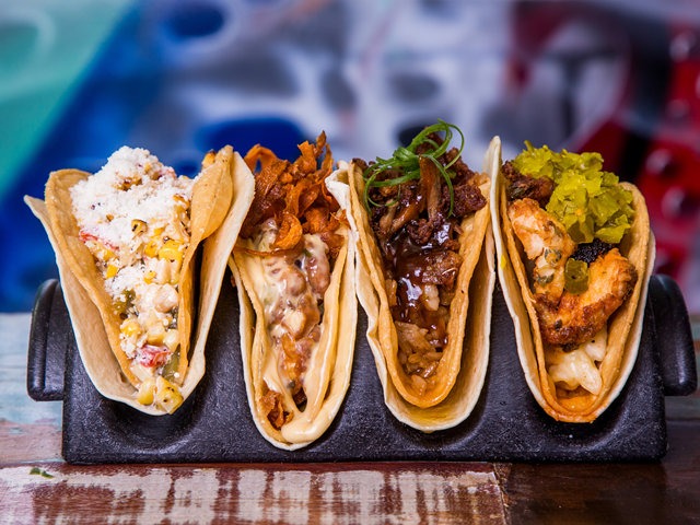 No. 1 Best Tacos: Agave & Rye
635 Madison Ave., Covington; 3825 Edwards Road, Norwood; 7125 Fountain View Drive, Liberty Township; 339 Main St., Hamilton (coming soon)
Must-Try Taco: For a little more traditional take, try The Alderman — carne asada, street corn salad, cotija cheese and spicy chile de arbol salsa. If you want the Agave & Rye experience, pick a taco with mac and cheese, like The Bomb — carne asada, chopped bourbon-poached shrimp, mac and cheese, A&R Spicy Chili & BBQ Jam and tobacco onions.