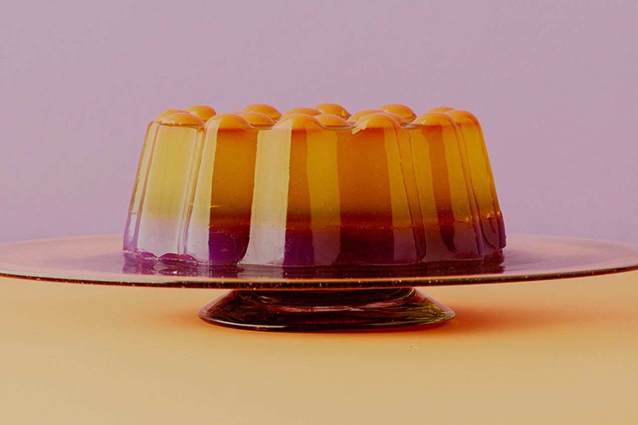 Cherry, grape and lemon gelatin mold