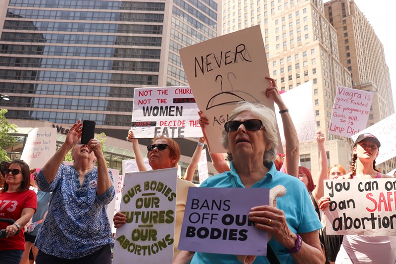 Abortion-rights advocates gather in Cincinnati in May 2022. - Photo: Mary LeBus