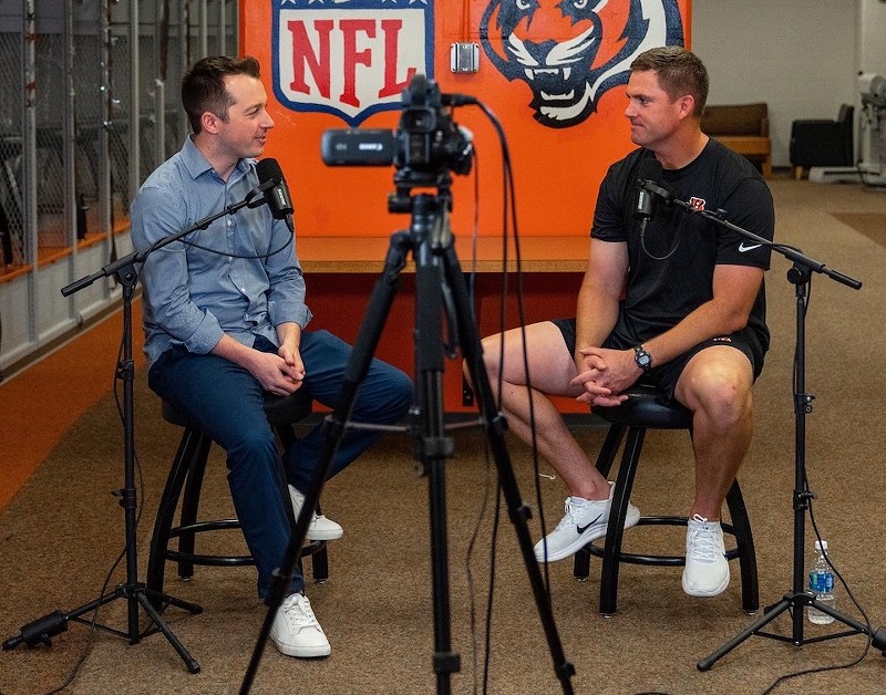 Host Brandon Saho speaking to Bengals head coach Zac Taylor on The Mental Game podcast. - Photo: Courtesy of Brandon Saho