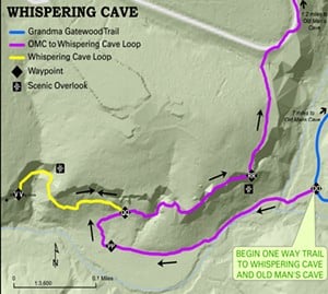 Whispering Cave trail route - Photo: thehockinghills.org